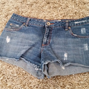 Distressed cutoff jean shorts
